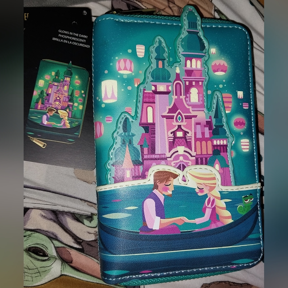 Disney loungefly tangled glow dark wallet